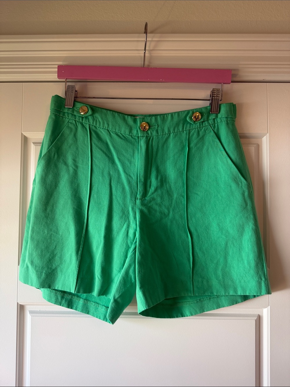 Lilly Pulitzer Bright Green Pleated High-Rise Shorts